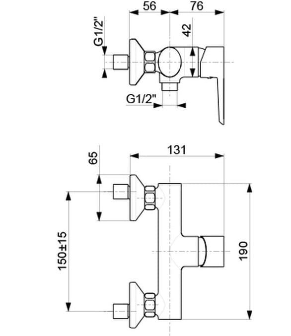 Bateria Natryskowa Armatura Kraków Neon ścienna
