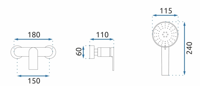 Bateria Prysznicowa ze słuchawką Rea Verso gold szczotkowana