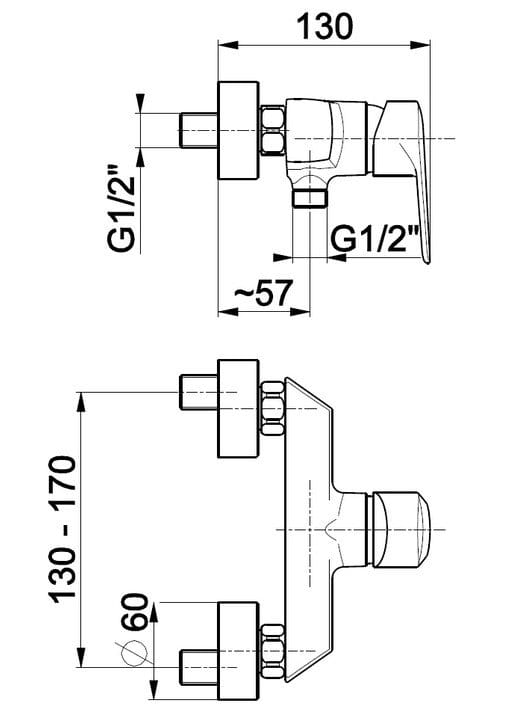 Bateria Natryskowa Armatura Kraków German ścienna