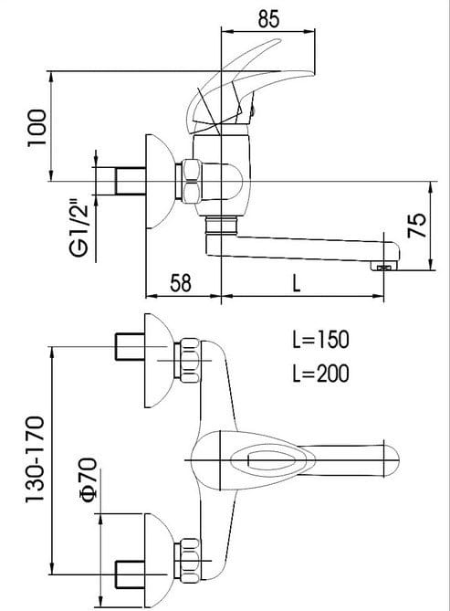 Bateria Umywalkowa Armatura Kraków Jaspis ścienna