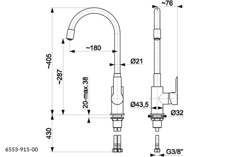 Bateria Kuchenna Armatura Kraków Rumba czarna