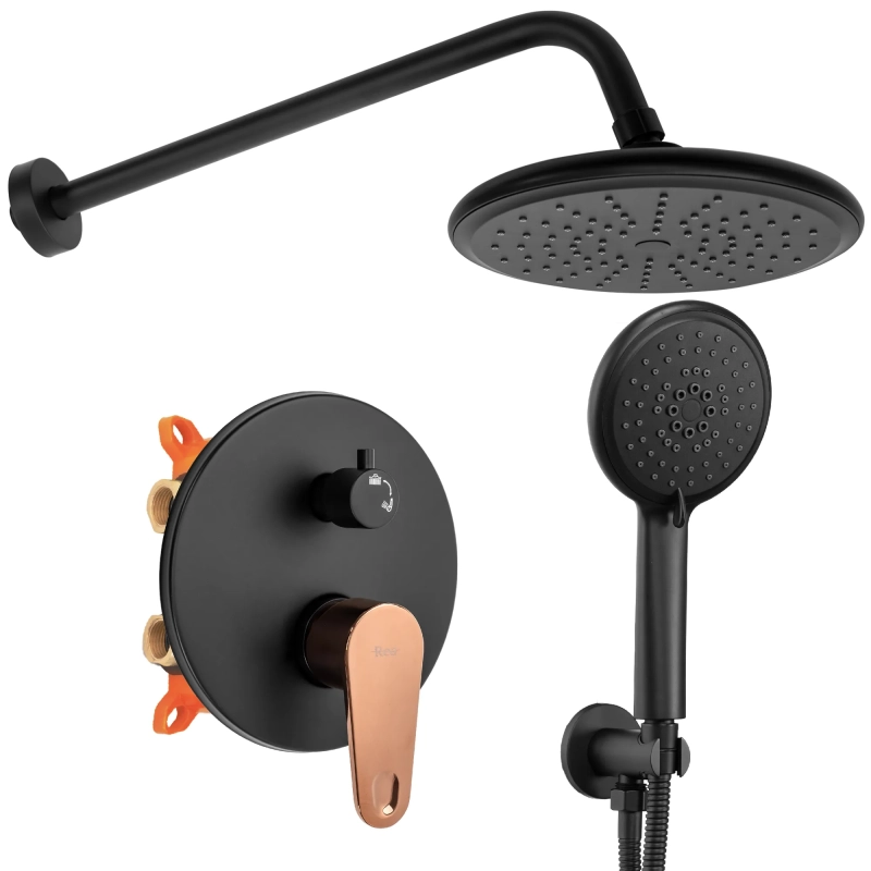 Zestaw Natryskowy Podtynkowy Rea Mild Black Rose Gold + box