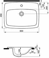 Umywalka Wpuszczana w Blat Koło Nova pro 60 cm z otworem, z przelewem