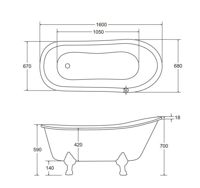 Wanna Wolnostojąca Besco Olaya 160