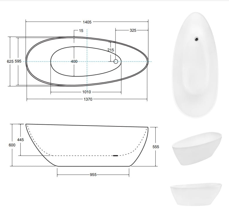 Wanna Wolnostojąca Besco Goya Matt Black & White 140