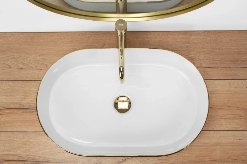 Umywalka Nablatowa Rea gold edge