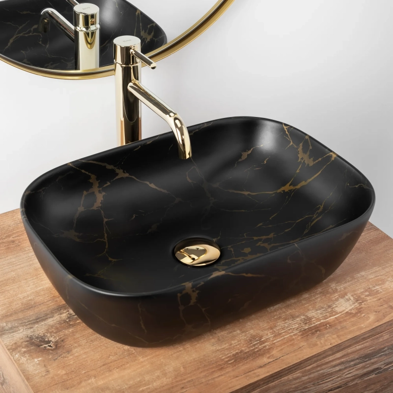 Umywalka nablatowa Rea Belinda Black marble matt