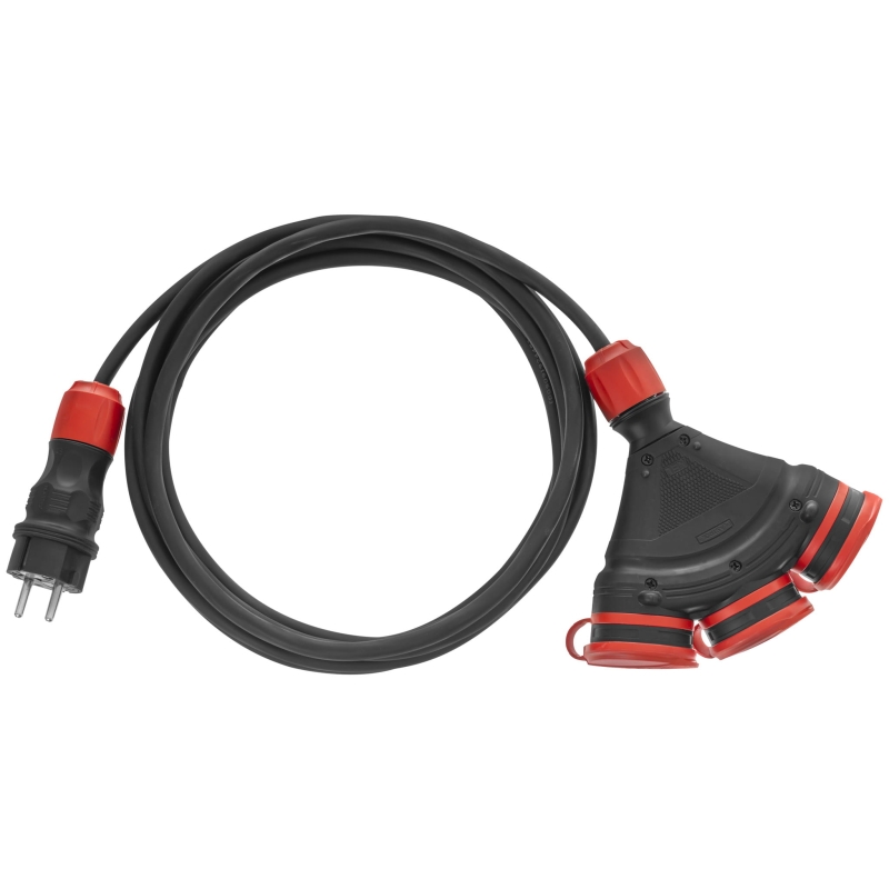 Przedłużacz zwijany 3 gniazda IP54 guma 3x1,5mm2 10 m Kel