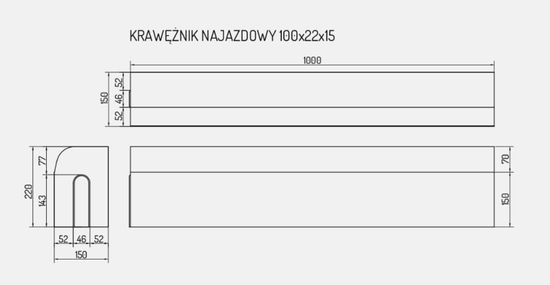 krawężnik najazdowy szary Certus 15x22x100 rysunek.JPG