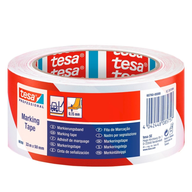 Taśma ostrzegawcza Tesa biało-czerwona