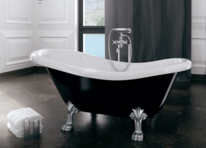 Wanna BESCO  Otylia czarno biały 160x77cm+nogi białe