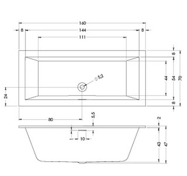 Wanna Prostokątna Riho Rethink Cubic 160x70cm