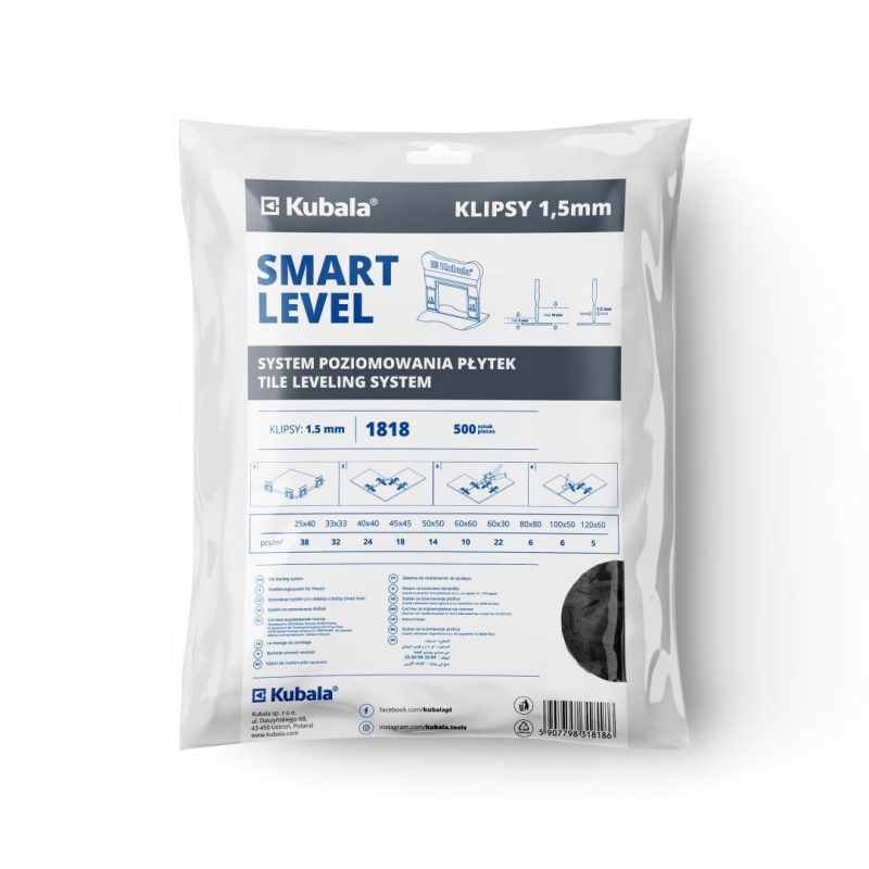 Klipsy Kubala Smart Level 1,5mm 500 szt