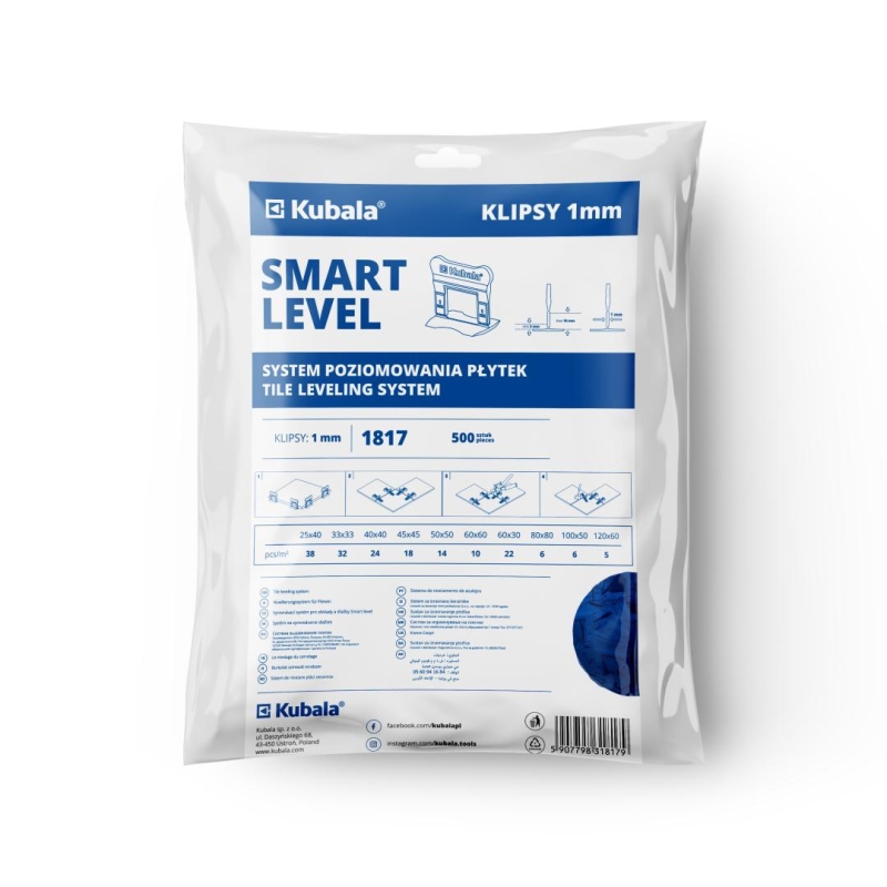 Klipsy do poziomowania płytek Kubala Smart Level 1,0mm 500 szt