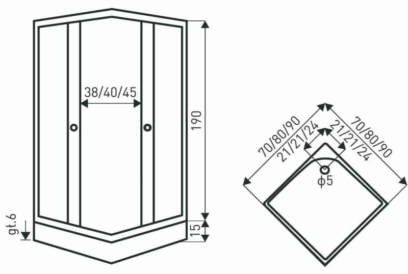 kabina prysznicowa Kerra Pico Black STR kwadratowa rysunek.JPG