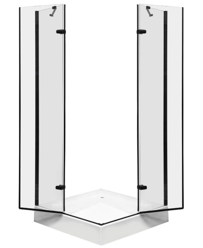 kabina prysznicowa Kerra Flow 90 czarna drzwi otwarte.JPG