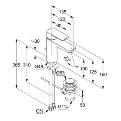 Bateria umywalkowa Kludi Pure&Style czarny mat
