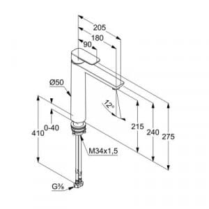 Bateria umywalkowa Kludi Pure&Style czarny mat wysoka