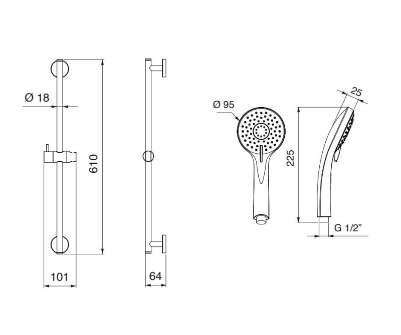 Zestaw prysznicowy Palazzani bez baterii chrom 9920V510