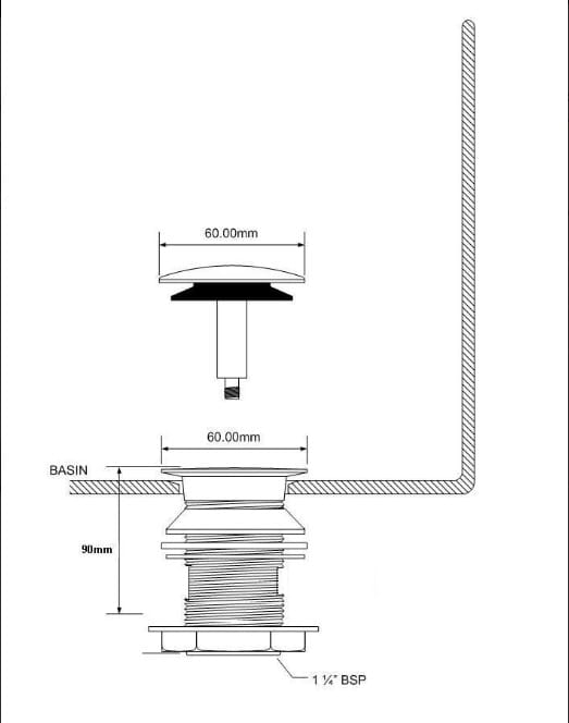 Korek umywalkowy  Mcalpine DW60-CB