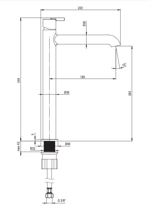 Bateria Umywalkowa Deante Silia stal szczotkowana wysoka