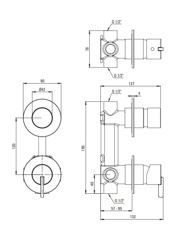 Bateria natryskowa podtynkowa Deante Silia stal szczotkowana