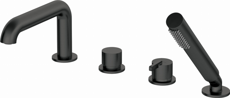 Bateria wannowa 4-otworowa z zestawem prysznicowym Deante Silia nero