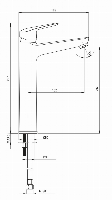 Bateria umywalkowa Deante Boro wysoka