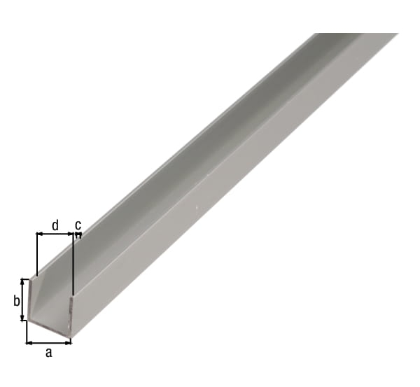 Profil aluminiowy U srebrny 22x10x1,5mm/1m