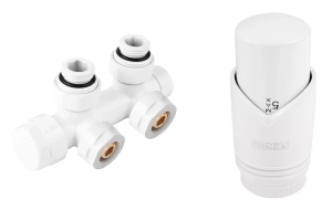 Zestaw termostatyczny Ferro zespolony, kątowy biały ZTD30WH