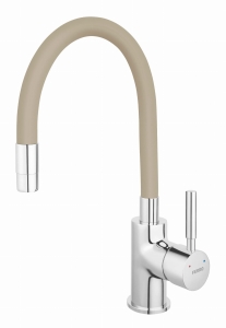 Bateria zlewozmywakowa Ferro Zumba stojąca z elastyczną wylewką beżowa