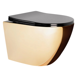 Miska WC wisząca Rea Carlo mini rimless złota z deską czarną wolnoopadającą- Dodatkowo 5% rabatu na kod REA5