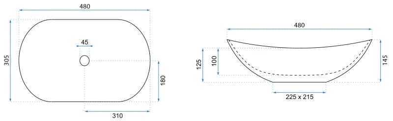 Umywalka Nablatowa Rea mini Aiax shiny
