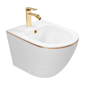 Bidet podwieszany Rea Carlo mini white gold edge- Dodatkowo 5% rabatu na kod REA5