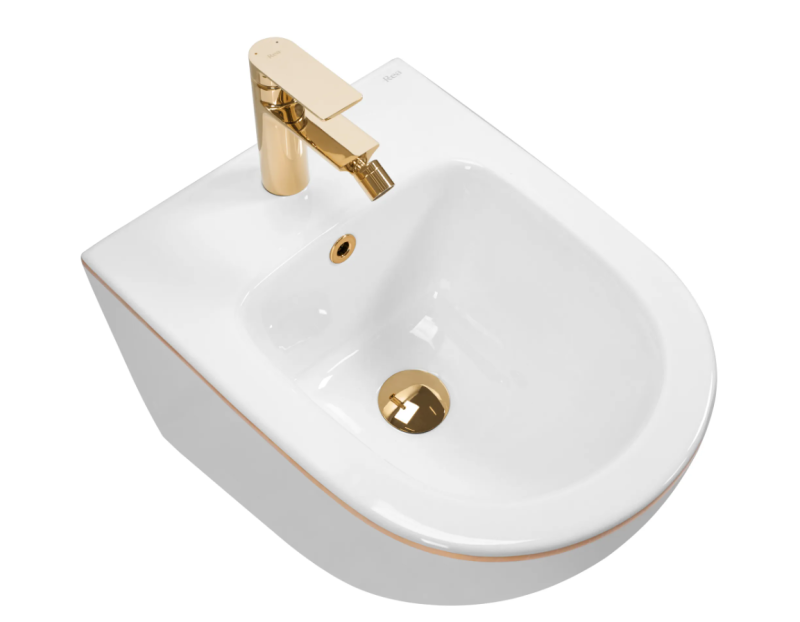 Bidet podwieszany Rea Carlo mini white gold edge
