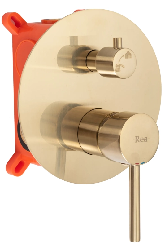 Zestaw Natryskowy podtynkowy Rea Lungo złoty szczotkowany