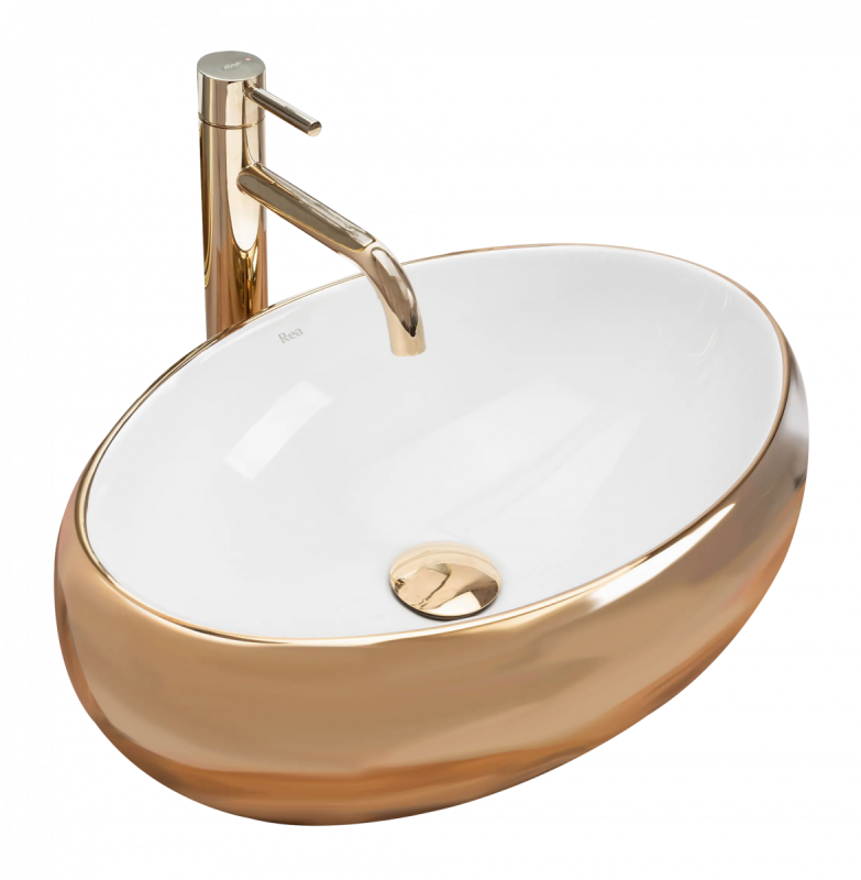 Umywalka Nablatowa Rea Linda gold/white