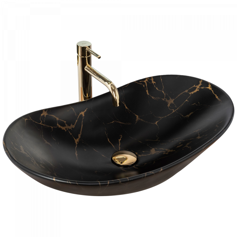 Umywalka Nablatowa Rea Royal black marble matt
