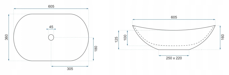 Umywalka Nablatowa Rea Royal black marble matt