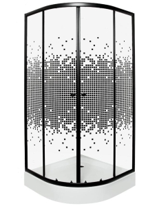 Kabina prysznicowa Kerra Pixel czarna 90 z brodzikiem półokrągła