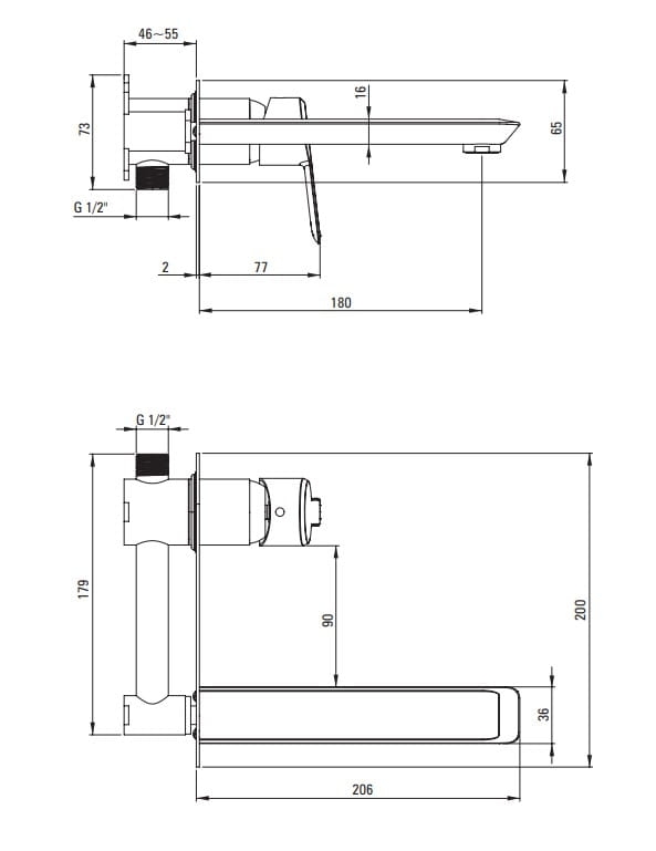 Bateria umywalkowa podtynkowa Deante Arnika złota
