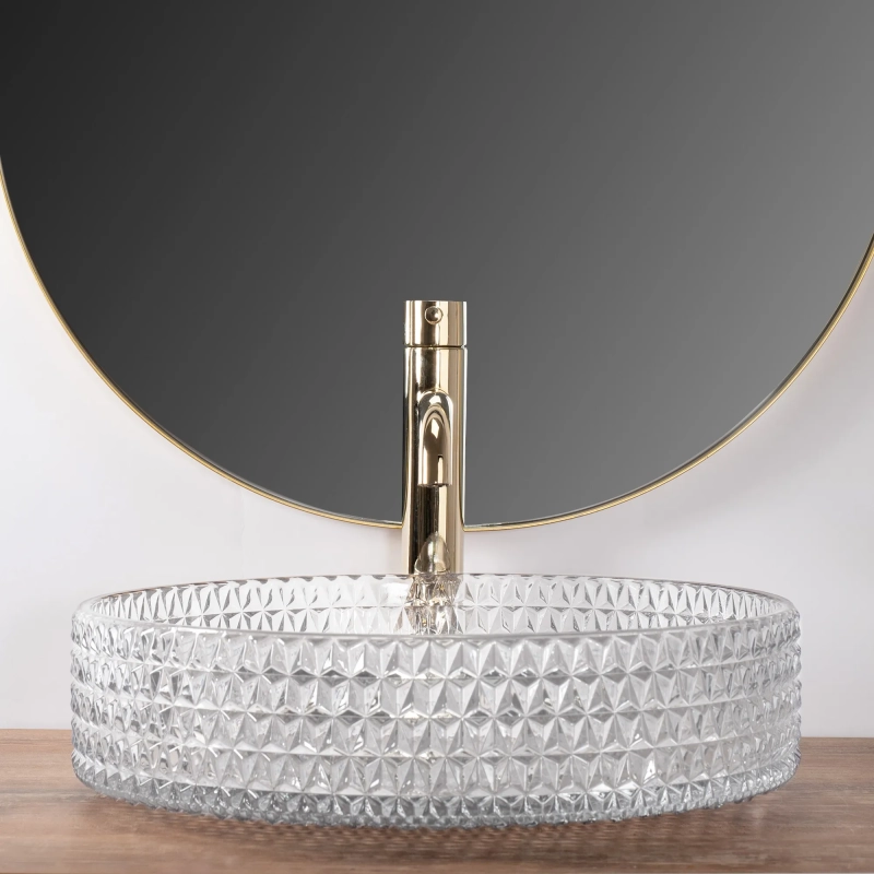 Umywalka Nablatowa Rea Cristal 39 transparent