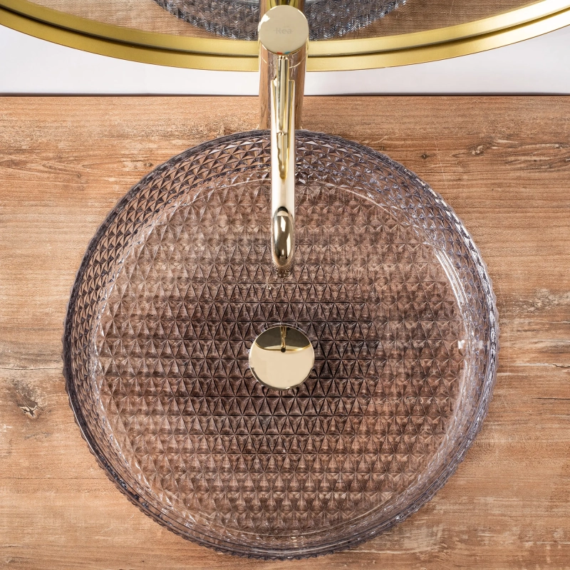 Umywalka Nablatowa Rea Cristal 39 grey