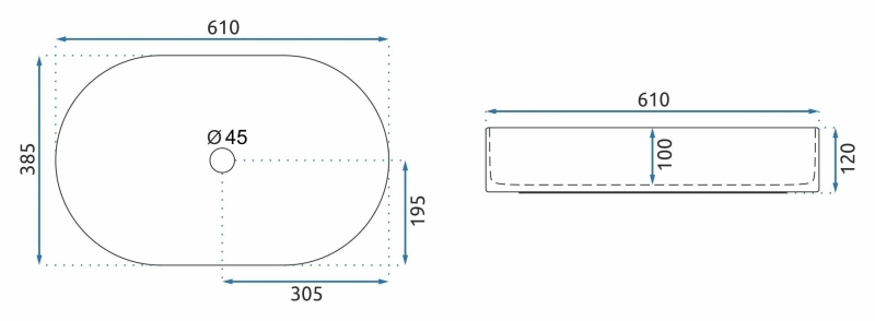 Umywalka Nablatowa Rea Nadia 60 black stone matt