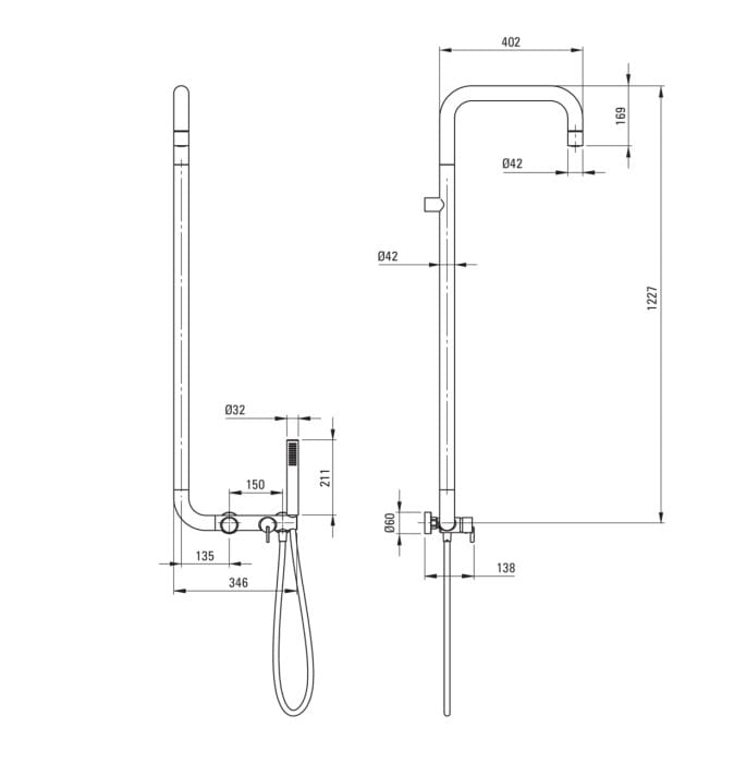 Deszczownica z baterią prysznicową Deante Silia nero