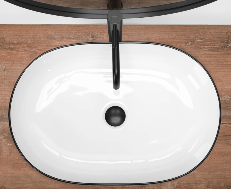 Umywalka nablatowa Rea Cleo 61 black edge
