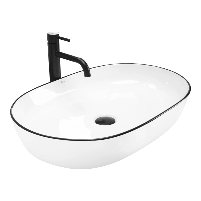 Umywalka nablatowa Rea Cleo 61 black edge
