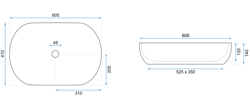 Umywalka nablatowa Rea Cleo 61 black edge