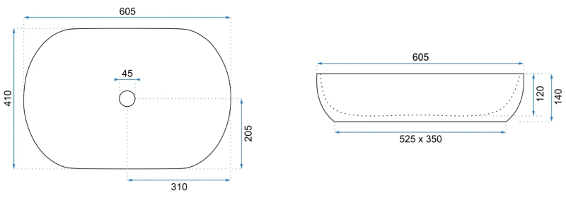 Umywalka nablatowa Rea Cleo 61 black aiax matt