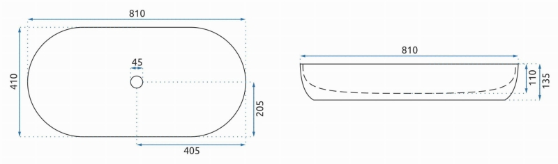Umywalka nablatowa Rea Cleo 81 aiax shiny